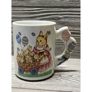 Mother Easter Bunny with Baby Bunnies Ceramic Coffee Tea Mug Cup Unique Handle
